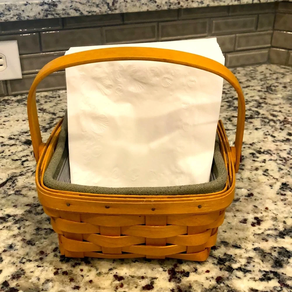 Retired Longaberger basket with 2 liners & hard protector